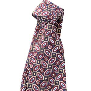 VTG Christian Dior Monsieur 100% Silk‎ Purple Necktie Geometric Pattern USA Made
